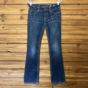Miss‎ Me Jeans 28 Bootcut Stretch 34" Inseam Rhinestone JP5005-6X Stretch Dark